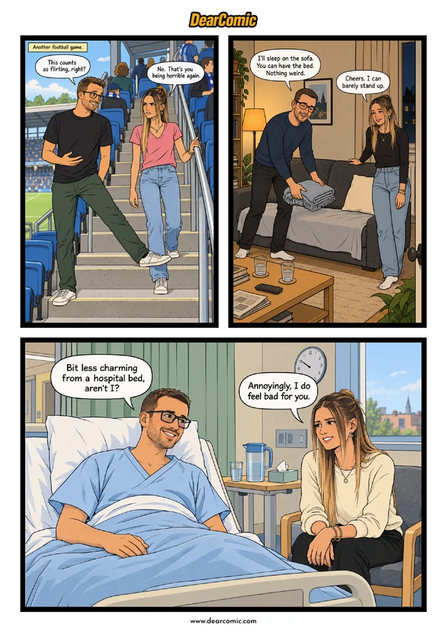 A hospital visit brings the couple closer in a comic page