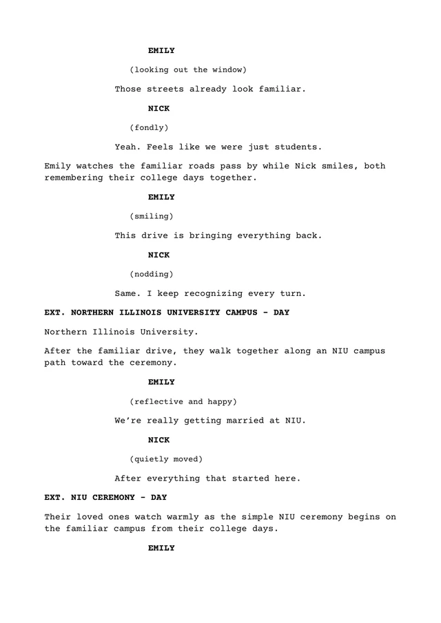 Page 2 of a personalized wedding comic script