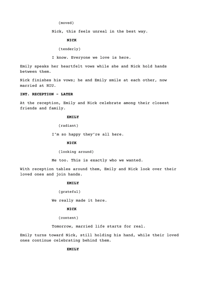 Page 3 of a personalized wedding comic script